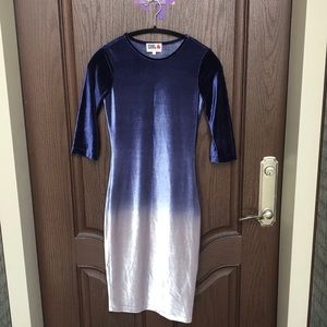 River Island Blue Velvet Ombre Bodycon Dress Party Cocktail Dress Size 6